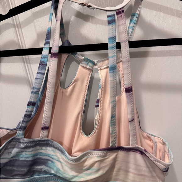 Pink and Blue Halter Ruched Swim Tankini - Picture 3 of 6